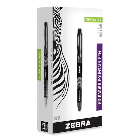Zebra Pen Zebra Pen Zensations Fountain Pens - Fine Pen Point - 0.6 mm Pen Point SizeWater Based Ink - 1 Each, PK12 48310